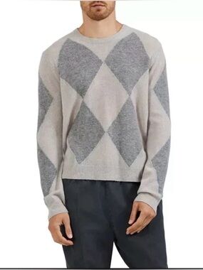 ATM Cashmere Diamond Patterned Sweater Grey Size L